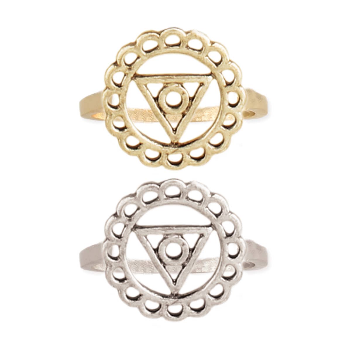 Throat Chakra Healing Symbol Ring - Spiral Circle