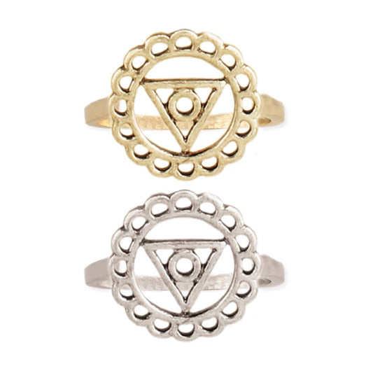 Throat Chakra Healing Symbol Ring - Spiral Circle