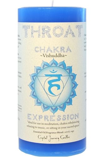 Throat Chakra Pillar Candle | Reiki Charged - Spiral Circle
