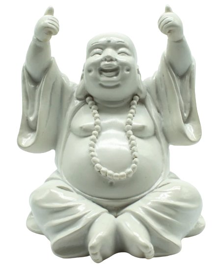 Thumbs Up Buddha - White - Spiral Circle
