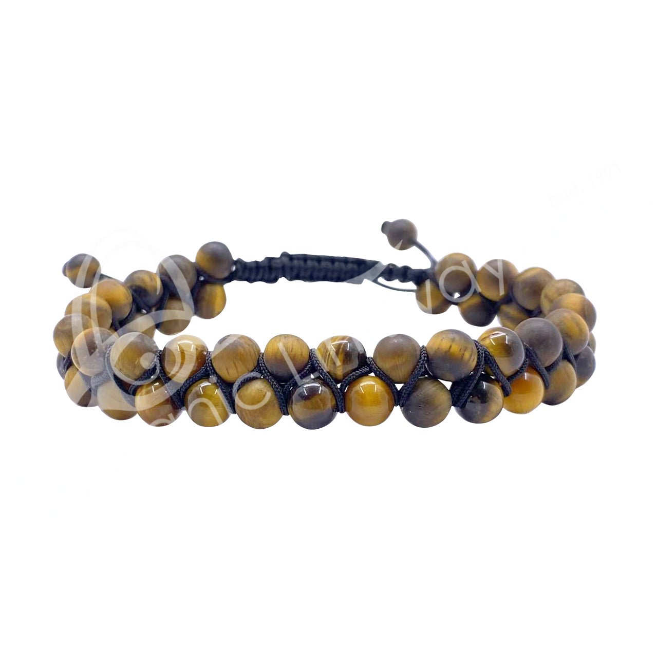Tiger Eye Double Row Adjustable Bracelet | 6MM - Spiral Circle