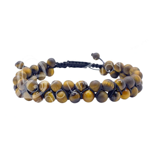 Tiger Eye Double Row Adjustable Bracelet | 6MM - Spiral Circle