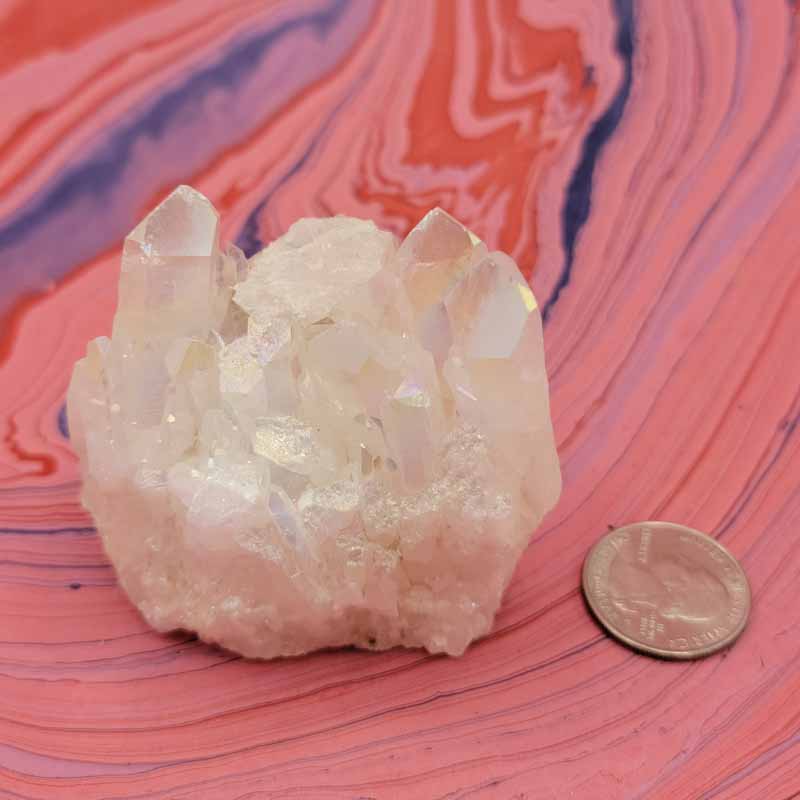 Titanium Aura Quartz Small Cluster - Spiral Circle