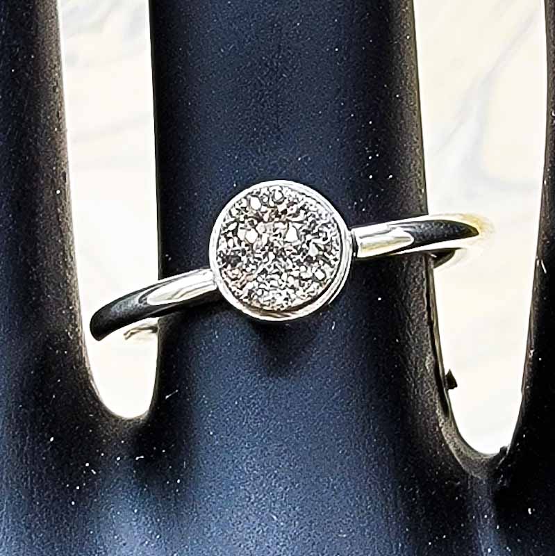 Titanium Druzy Simple Ring | Sterling Silver - Spiral Circle