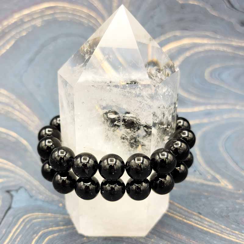 Tourmaline, Black Bracelet | Alleviate Anxiety | 12mm - Spiral Circle