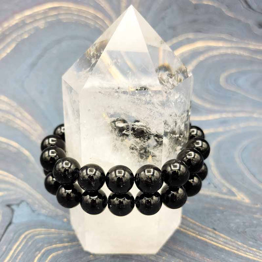 Tourmaline, Black Bracelet | Alleviate Anxiety | 12mm - Spiral Circle