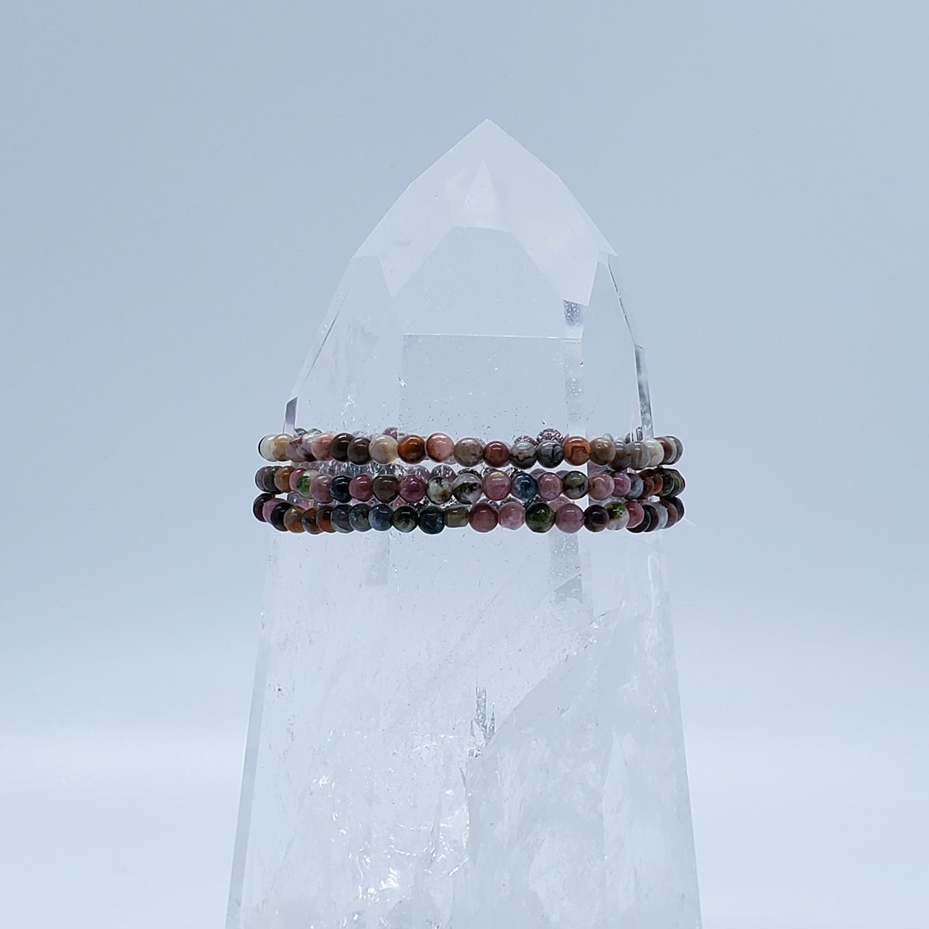 Tourmaline, Colored | Increase Self-confidence, Release Fear | Stone Beaded Bracelet | 4mm - Spiral Circle