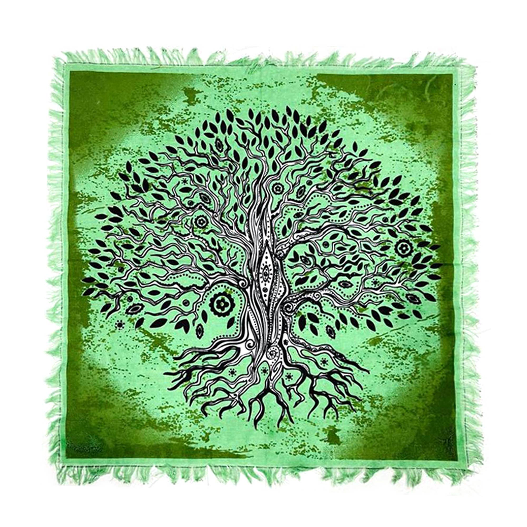 TREE OF LIFE 18″ X 18″ ALTAR CLOTH TAPESTRY - Spiral Circle