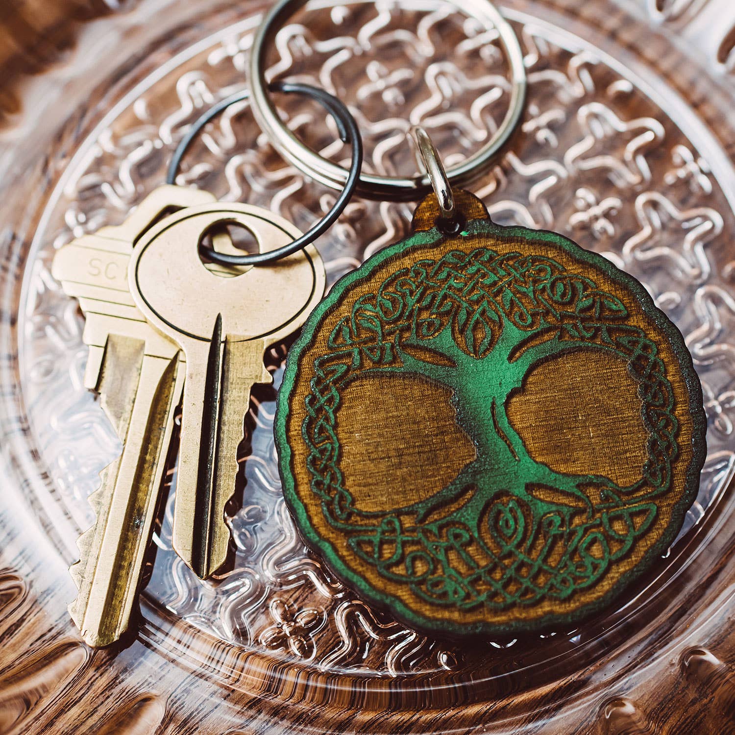 Tree of Life | Wooden Keychain - Spiral Circle