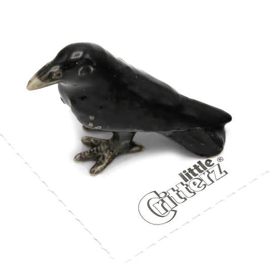 Trickster Raven Porcelain Miniature - Spiral Circle