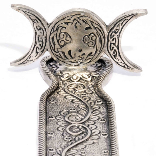 Triple Moon Incense Burner - Spiral Circle