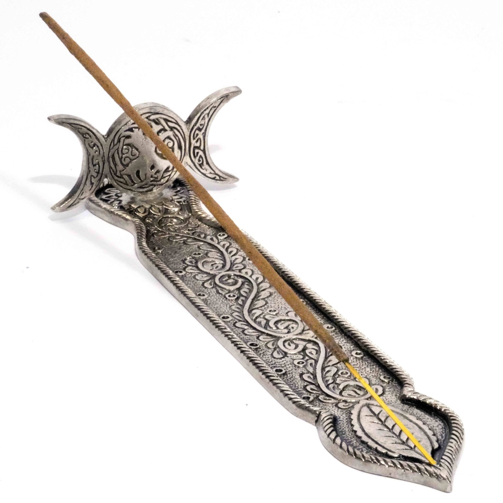 Triple Moon Incense Burner - Spiral Circle