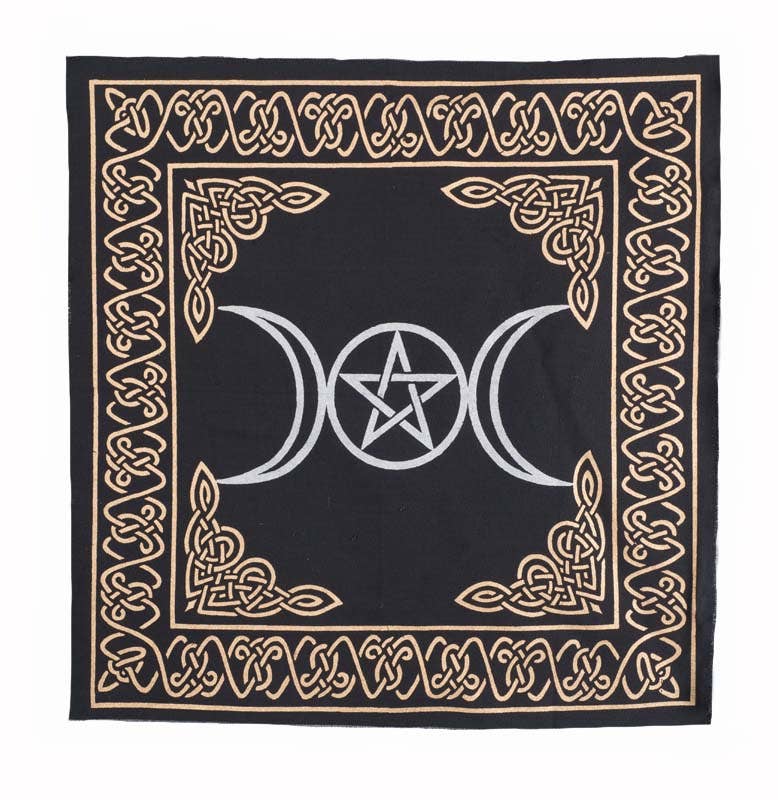 Triple Moon Pentagram | Altar Cloth - Spiral Circle