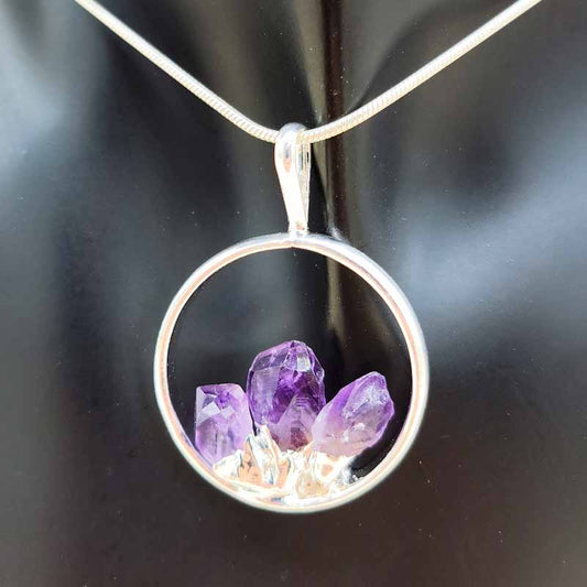 Triple Point Plated Crystal Pendant - Spiral Circle