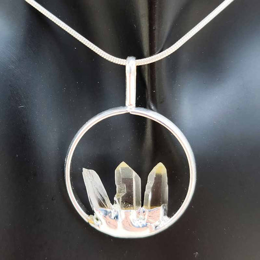 Triple Point Plated Crystal Pendant - Spiral Circle