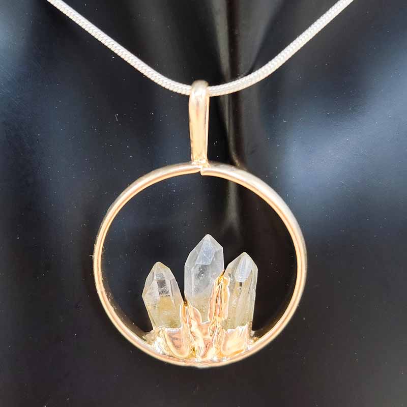 Triple Point Plated Crystal Pendant - Spiral Circle