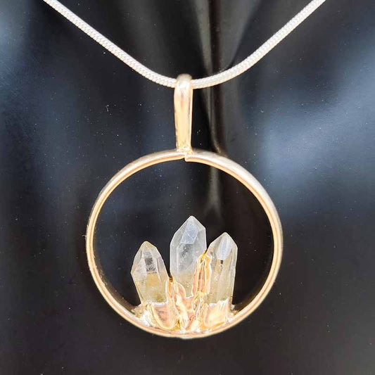 Triple Point Plated Crystal Pendant - Spiral Circle