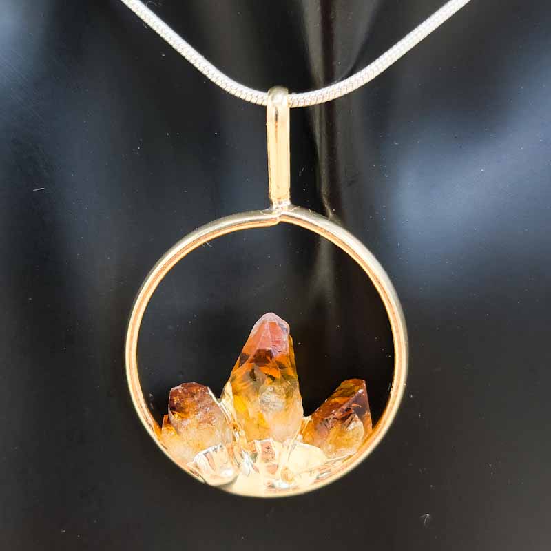 Triple Point Plated Crystal Pendant - Spiral Circle