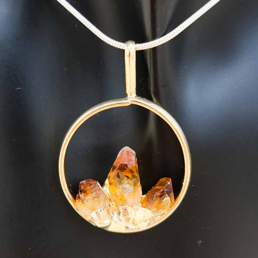 Triple Point Plated Crystal Pendant - Spiral Circle