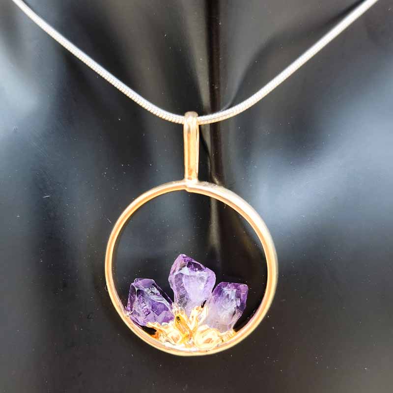 Triple Point Plated Crystal Pendant - Spiral Circle