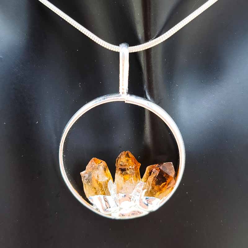 Triple Point Plated Crystal Pendant - Spiral Circle