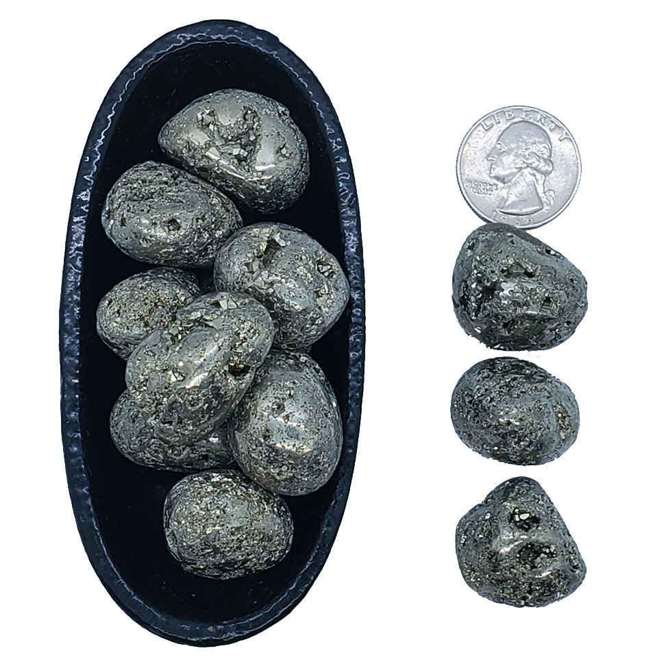 Tumbled Pyrite | prosperity, luck, protection - Spiral Circle