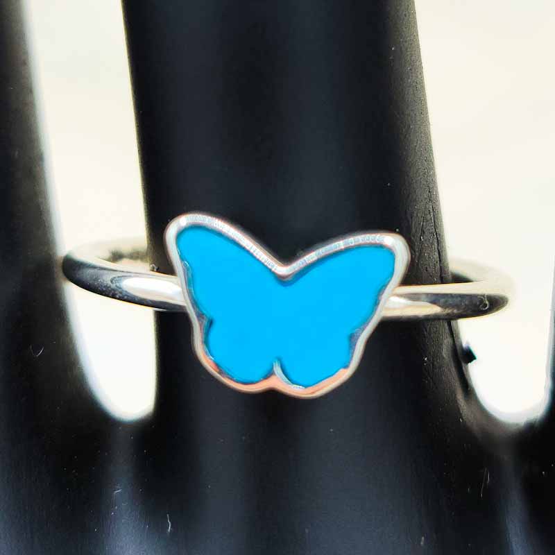 Turquoise Butterfly Ring | Sterling Silver - Spiral Circle