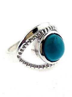 Turquoise Evil Eye Ring I Sterling Silver Size 7 - Spiral Circle