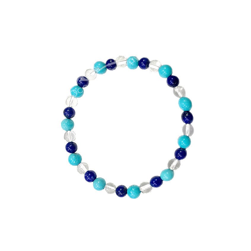 Turquoise, Lapis Lazuli, & Clear Quartz Bracelet | 6MM - Spiral Circle
