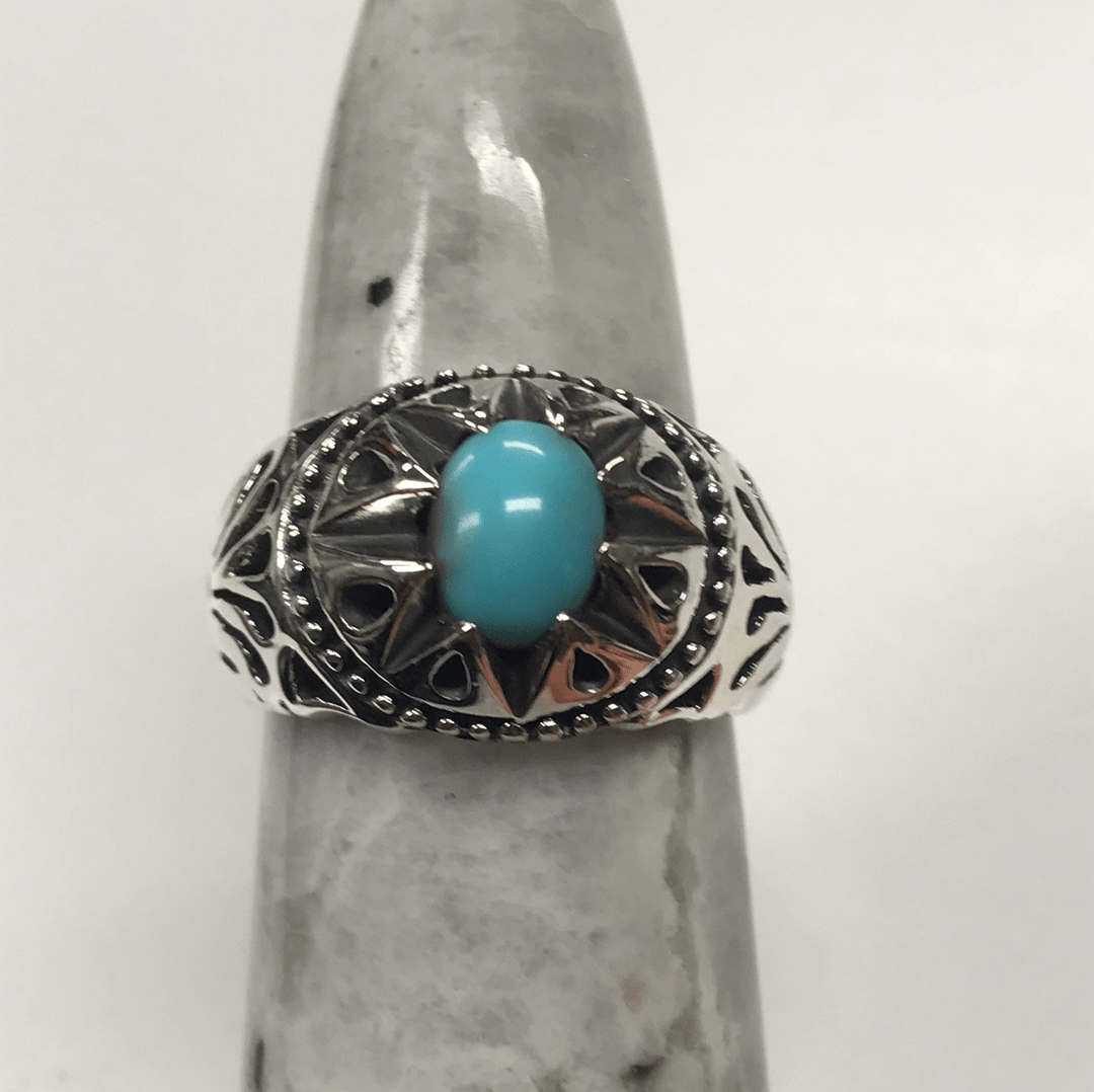 Turquoise Sunburst Ring Unisexy | Sterling Silver - Spiral Circle
