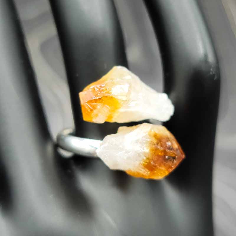 Twin Gem Wrap Ring - Spiral Circle