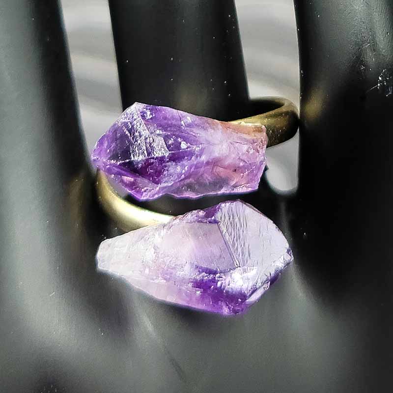 Twin Gem Wrap Ring - Spiral Circle