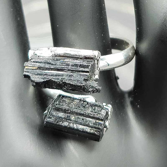 Twin Gem Wrap Ring - Spiral Circle