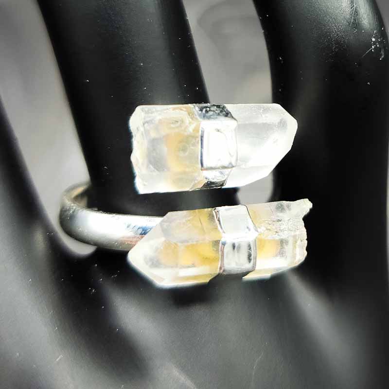 Twin Gem Wrap Ring - Spiral Circle