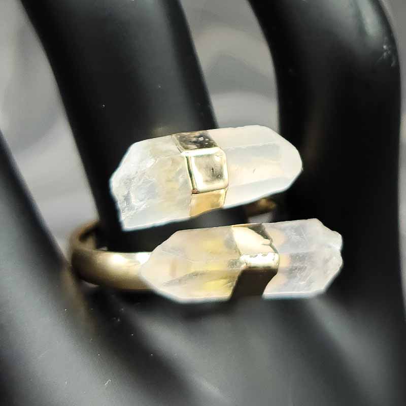 Twin Gem Wrap Ring - Spiral Circle