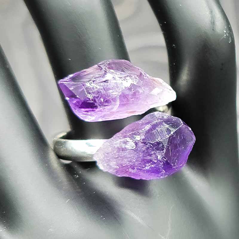 Twin Gem Wrap Ring - Spiral Circle