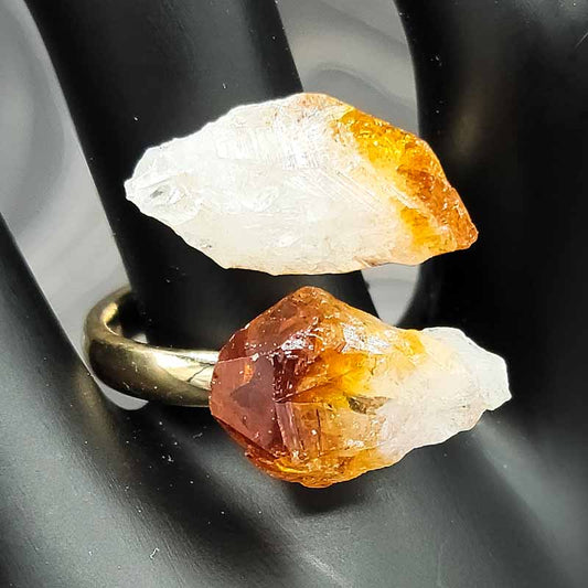 Twin Gem Wrap Ring - Spiral Circle