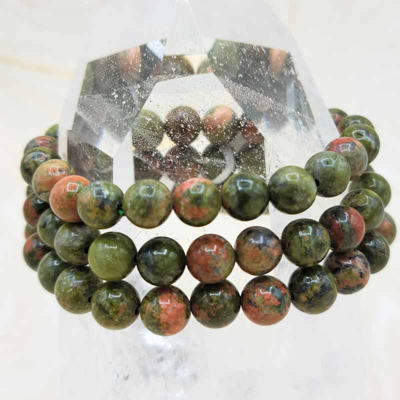 Unakite Beaded Bracelet | 8mm - Spiral Circle