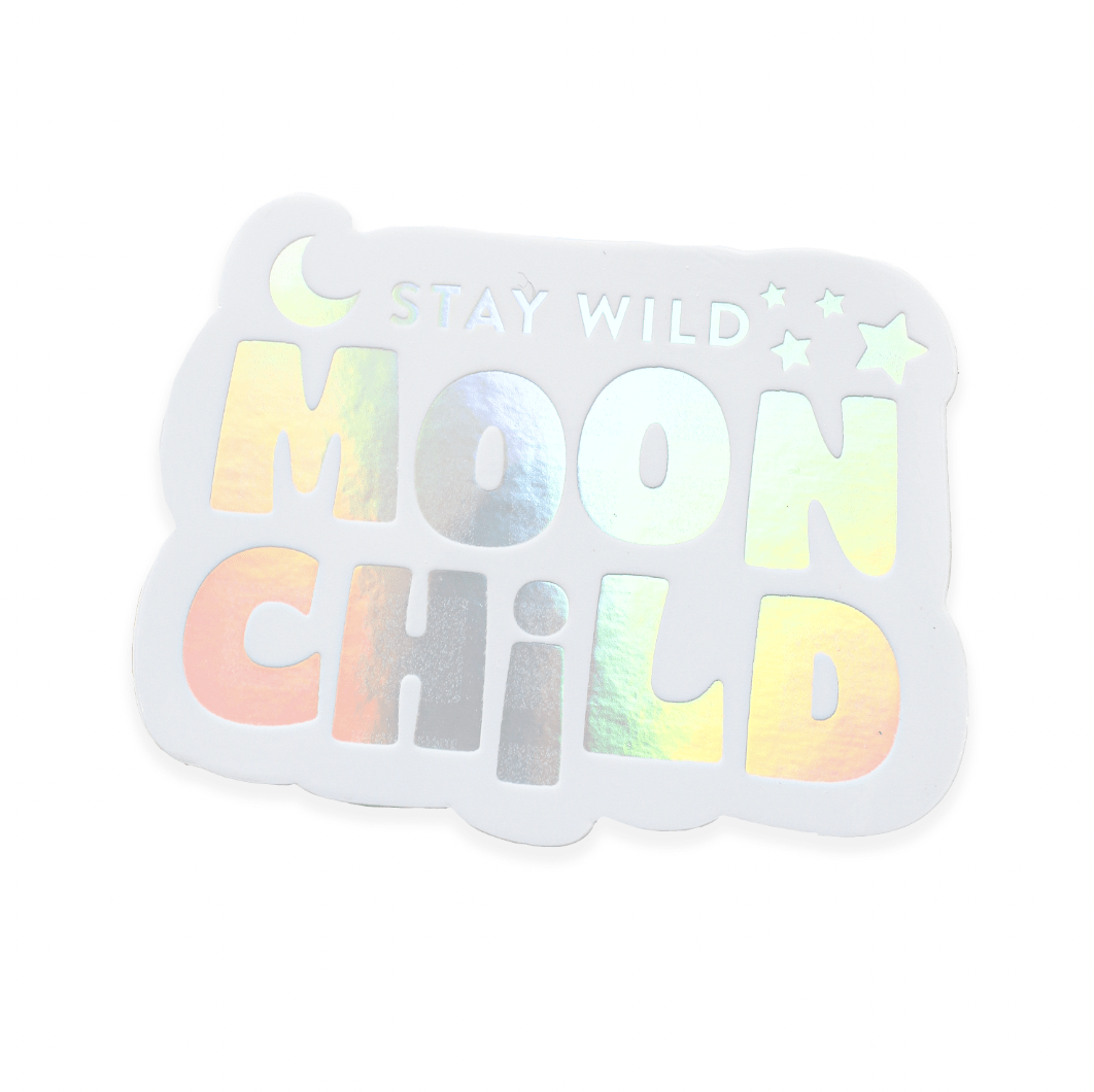 Vinyl Sticker, Holographic | Stay Wild Moon Child - Spiral Circle