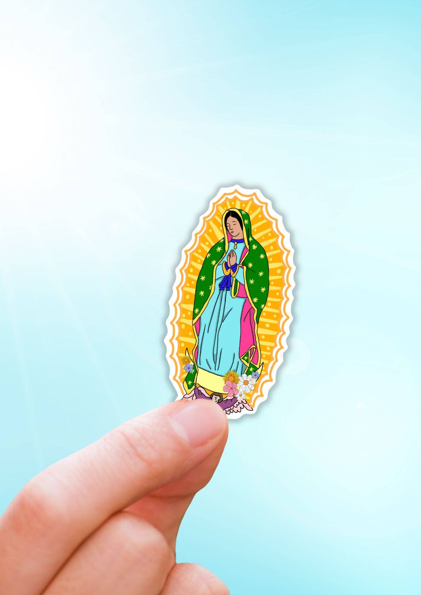 Virgin Mary Latina | water resistant sticker - Spiral Circle