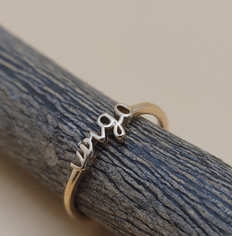 Virgo | Zodiac Cursive Ring | Brass & 24k Gold Plated - Spiral Circle