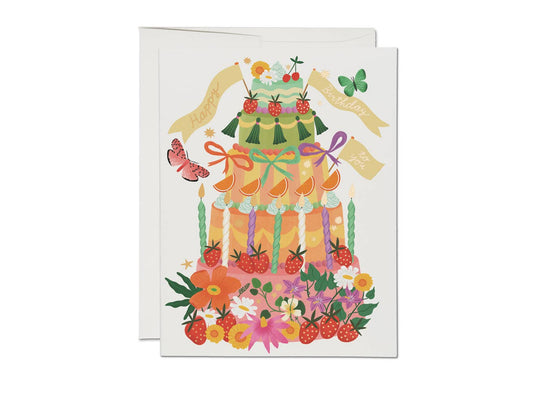 Whimsical Cake Birthday Greeting Card - Spiral Circle