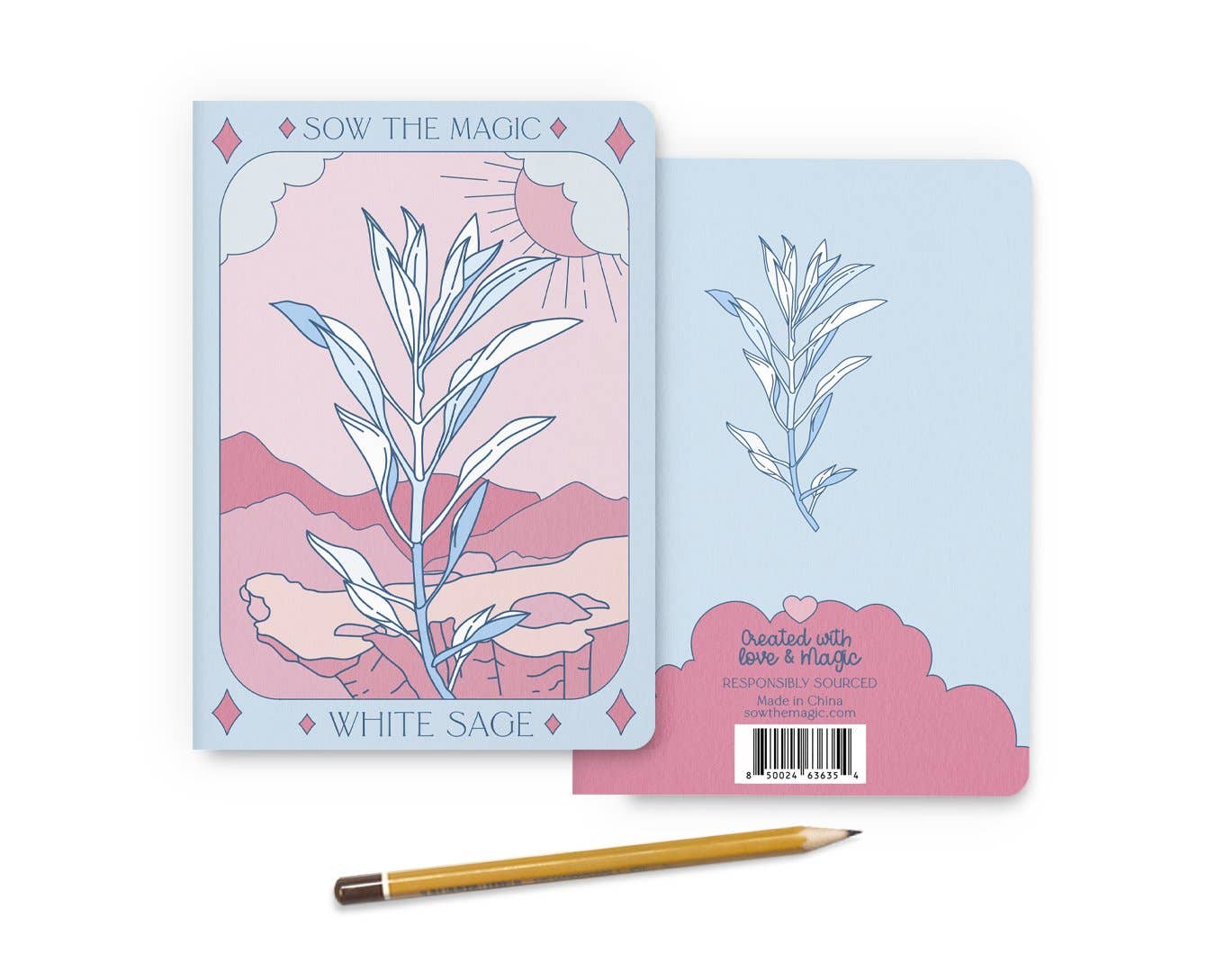 White Sage Tarot Card Journal Notebook - Spiral Circle