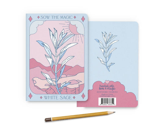 White Sage Tarot Card Journal Notebook - Spiral Circle