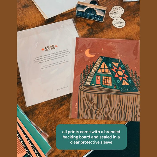 Wild Mushrooms & Owl Art Print - Spiral Circle