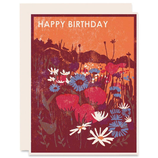 Wildflowers Happy Birthday Card - Spiral Circle