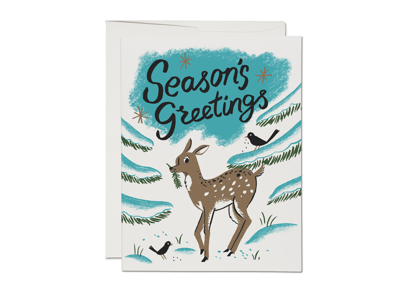 Winter Deer Holiday Greeting Card - Spiral Circle
