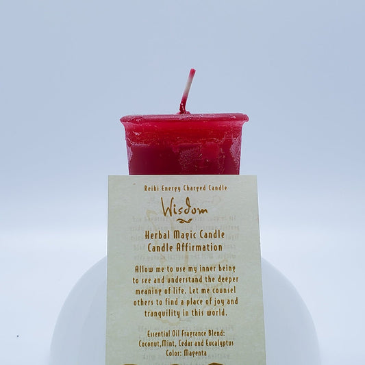Wisdom | Magenta | Votive Intention Candle | Reiki Charged - Spiral Circle