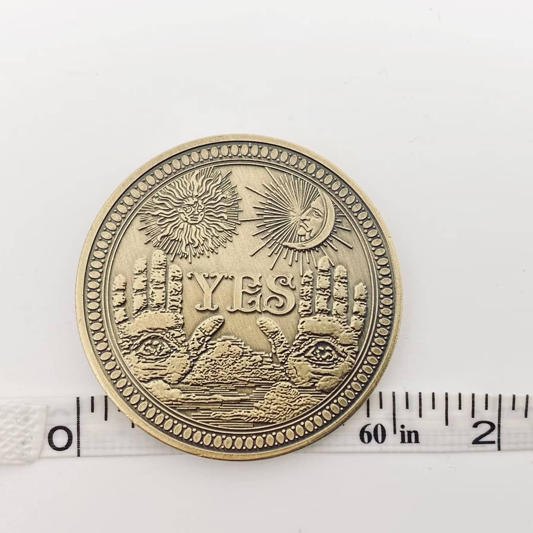 Yes/No Emblem Decision Coin - Spiral Circle