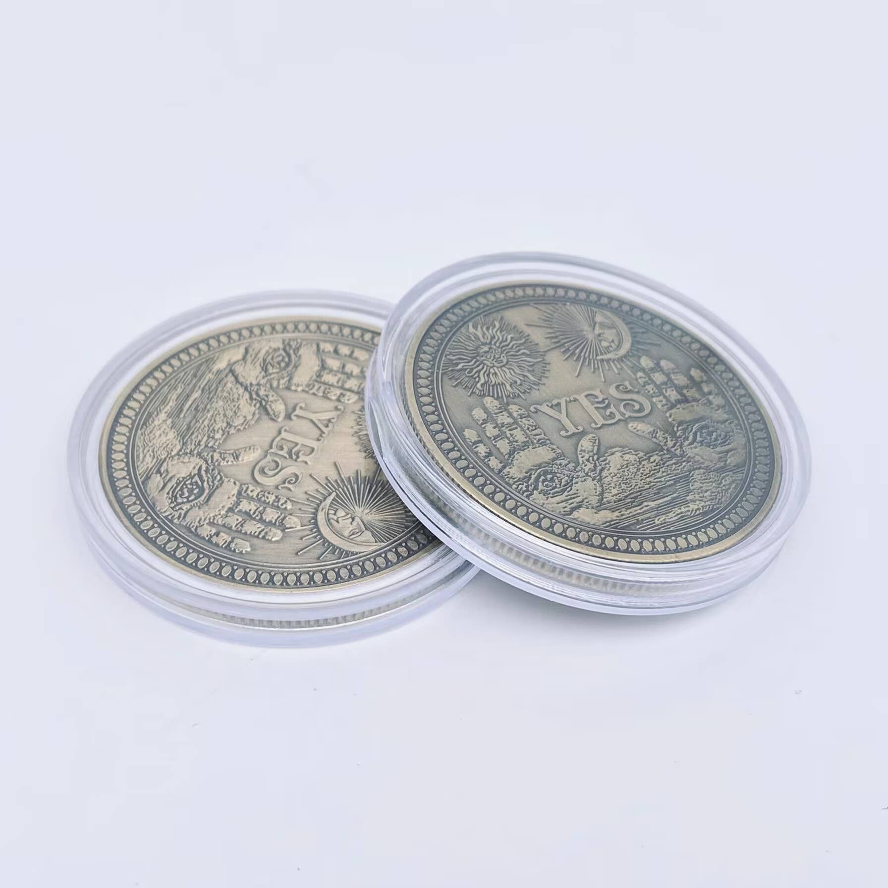 Yes/No Emblem Decision Coin - Spiral Circle